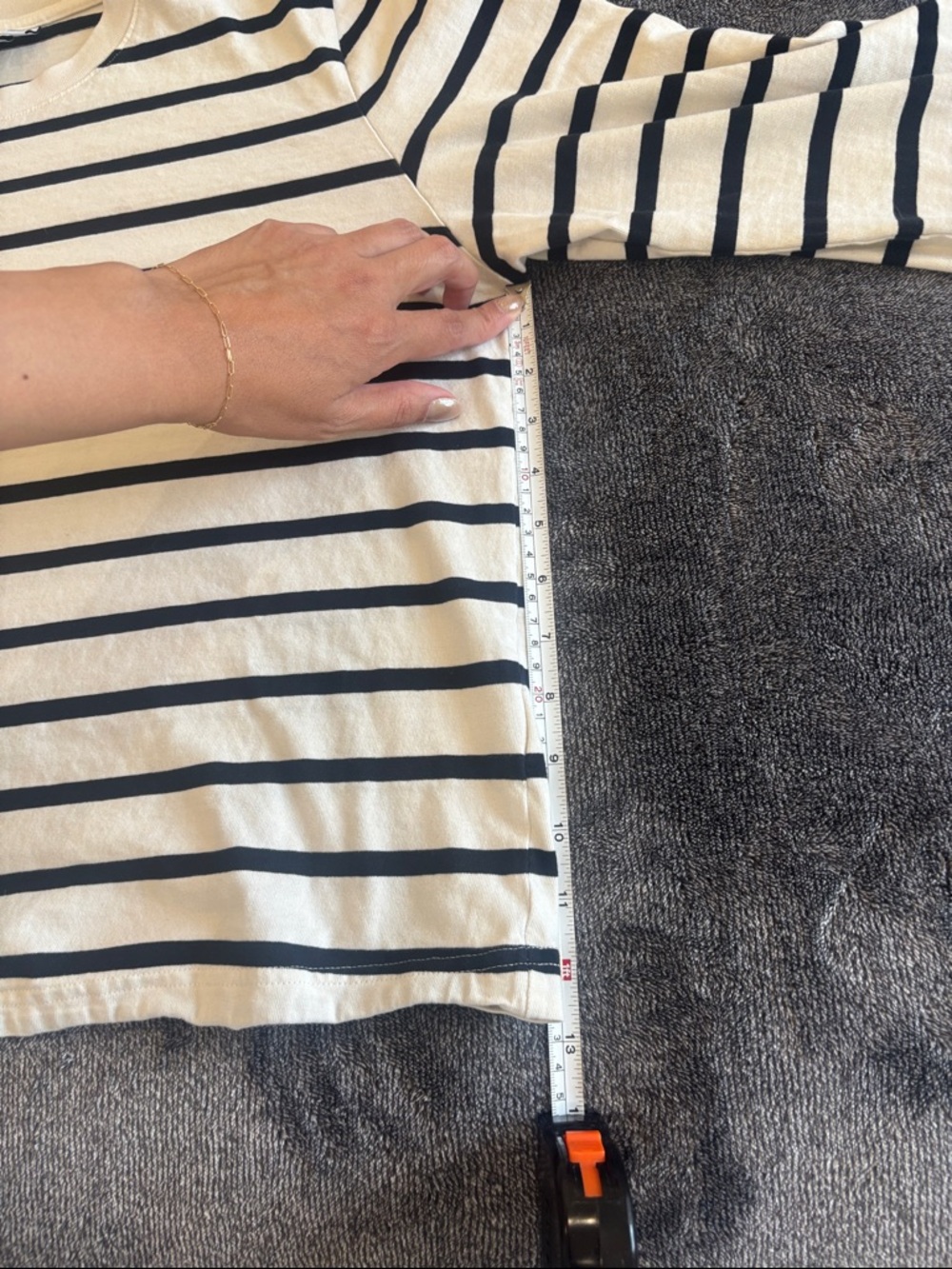 & Other Stories 100% Cotton Striped Long Sleeve Top with Bell Sleeves - Picture 6 of 10